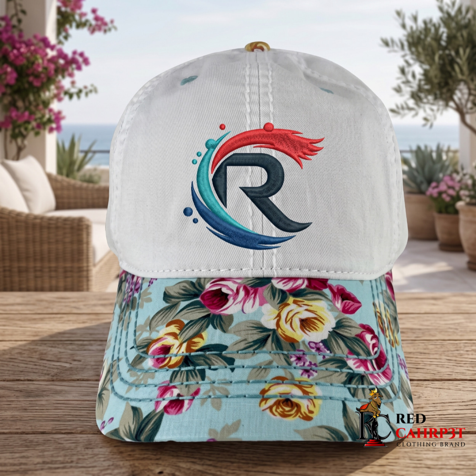 White RCC Floral Hat